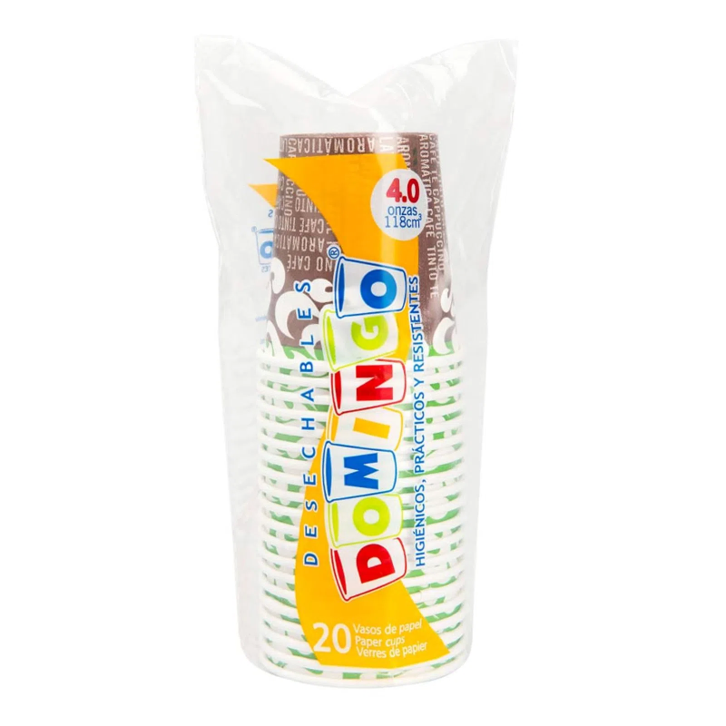 Vaso Carton Carton Domingo 4 Onzas 20 Und