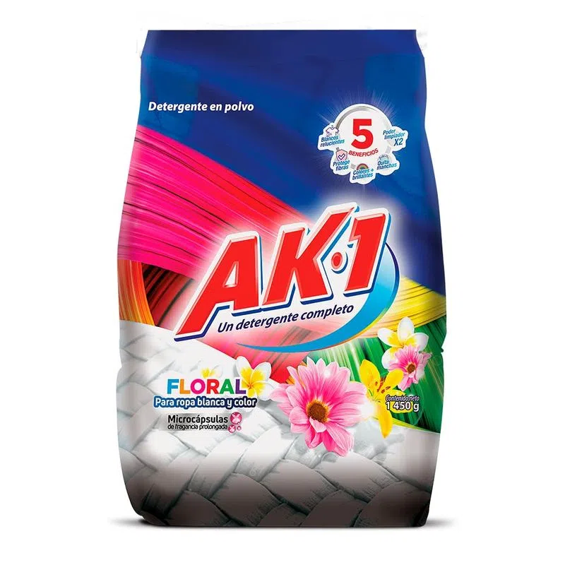 Detergente En Polvo Ak1 Floral 1450 Gr