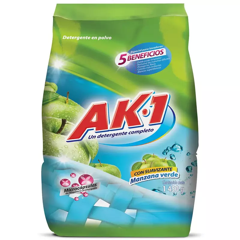 Detergente En Polvo Ak1 Manzana 1450 Gr