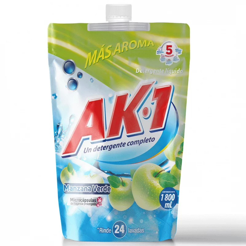 Detergente Liquido Ak1 Manzana Doypack 1800 Ml