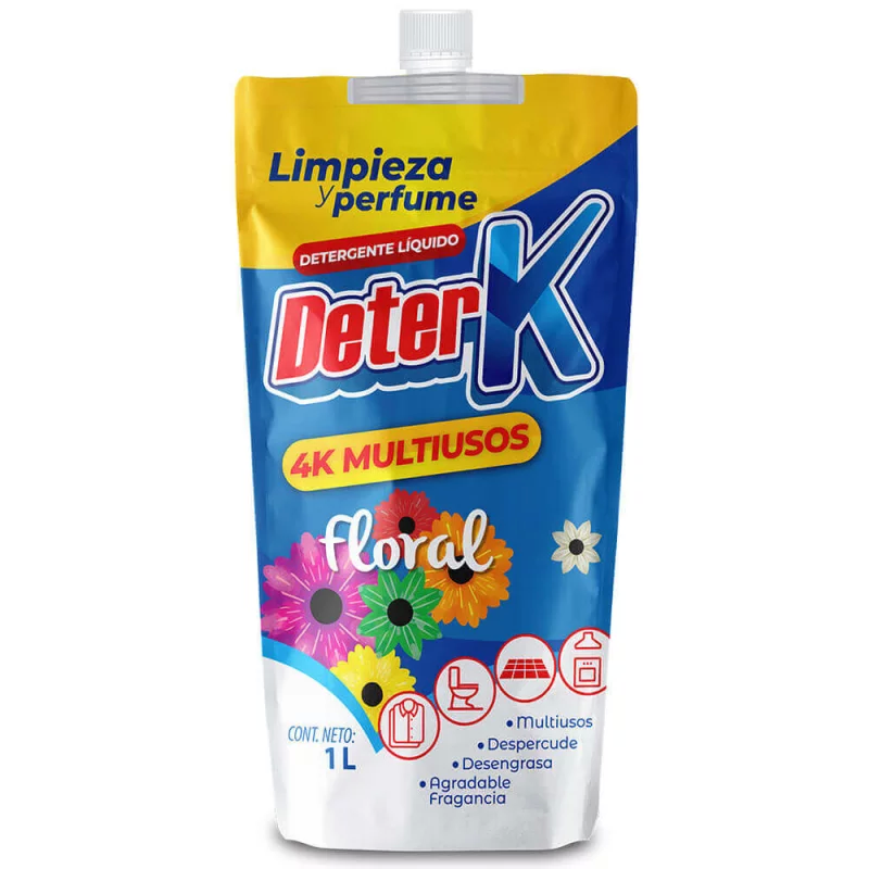 Detergente Liquido Deterk Multiusos Floral Doypack 1000 Ml