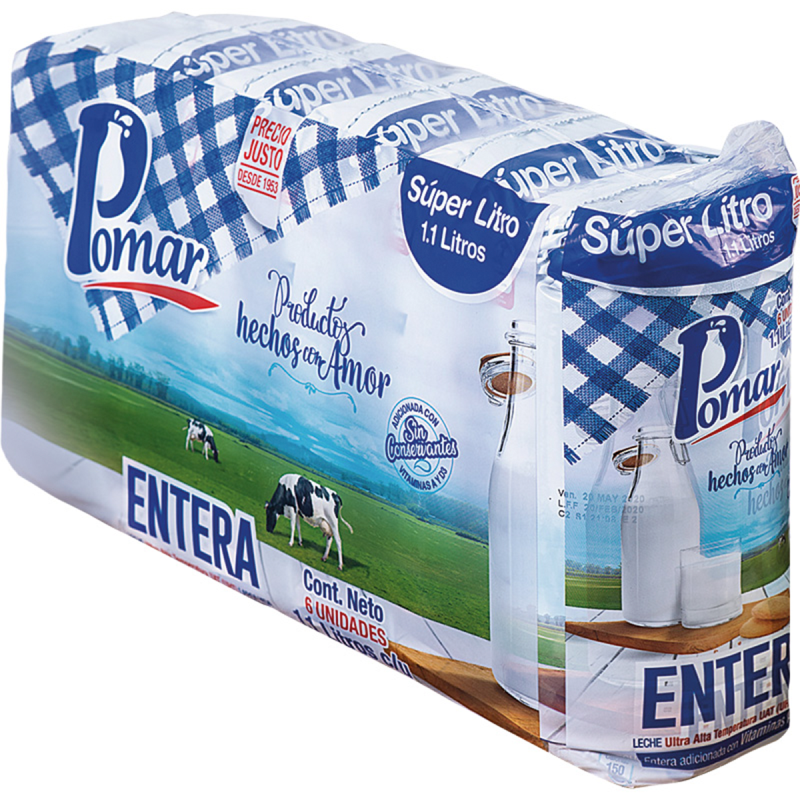 Leche Entera Pomar 1100 X 6 Und