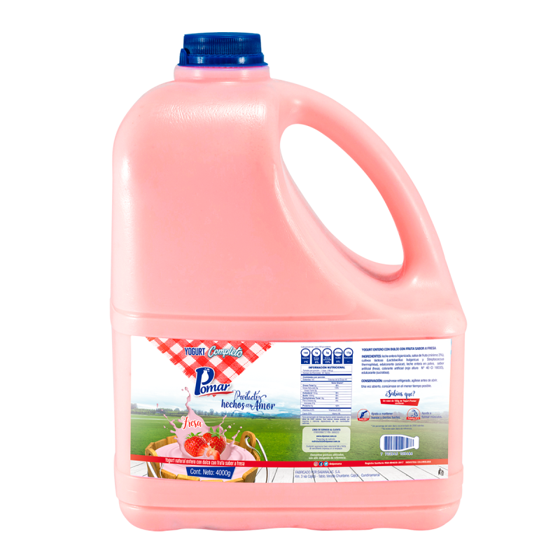 Yogurt Pomar Fresa Garrafa 4000 Ml