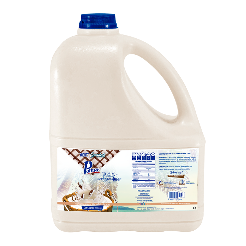 Yogurt Pomar Coco Garrafa 4000 Ml