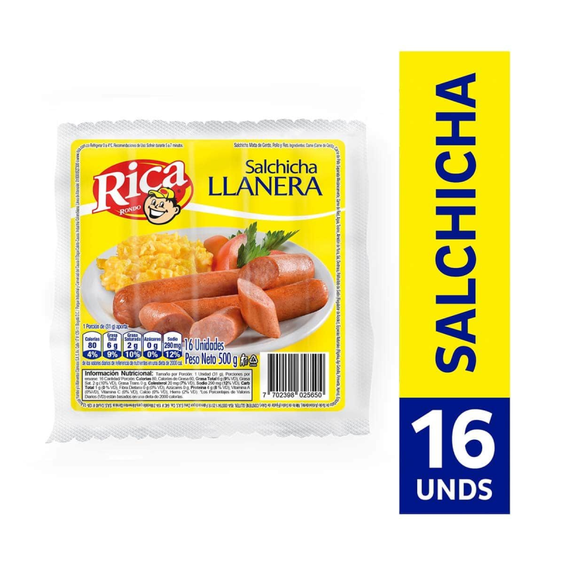 Salchicha Rica Llanera 500 Gr