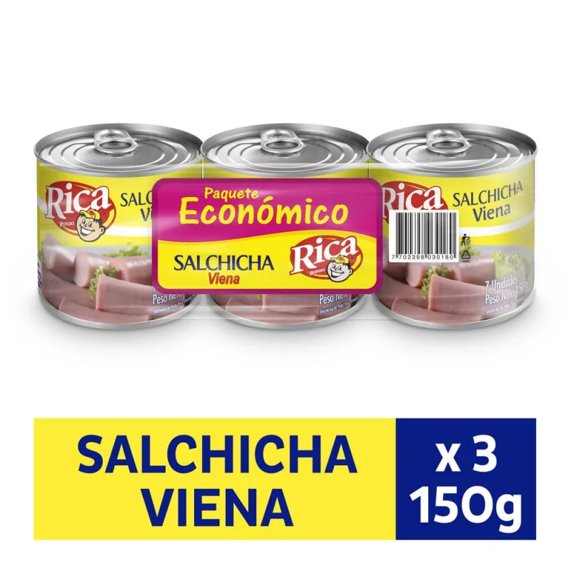 Salchicha Res Viena Rica X 3 Unidades X 150g