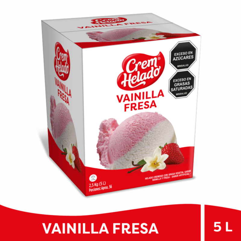 Helado Cremhelado Vainilla Fresa 5000
