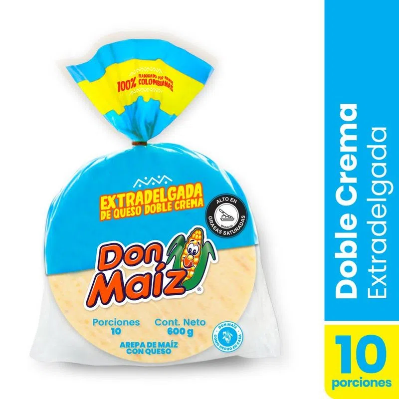 Arepa Don Maiz Queso Doble Crema 10 Und 600 Gr