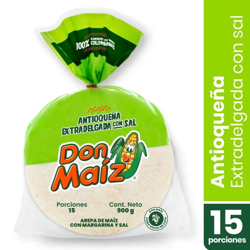 Arepa Don Maiz Antioquena Extra 15 Und 900 Gr