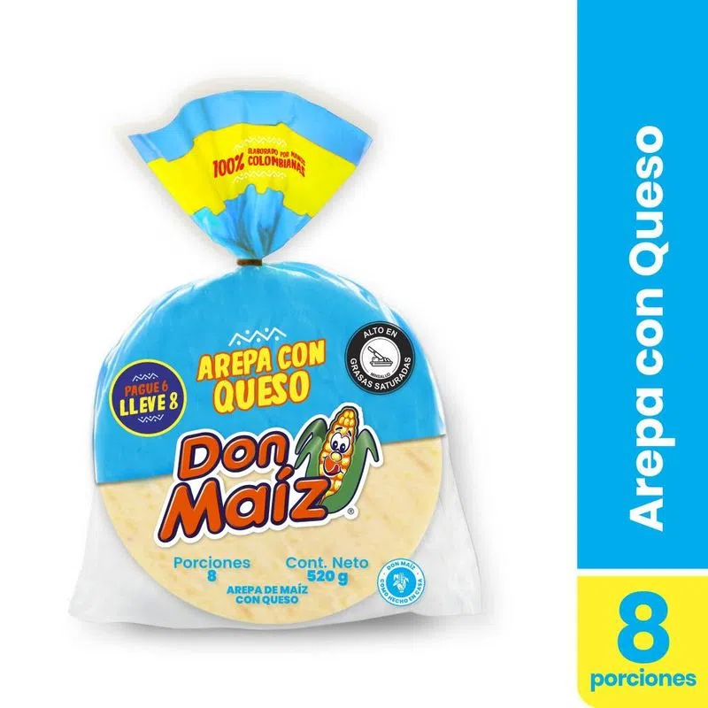 Arepa Don Maiz Con Queso Pague 6 Lleve 8 520 Gr