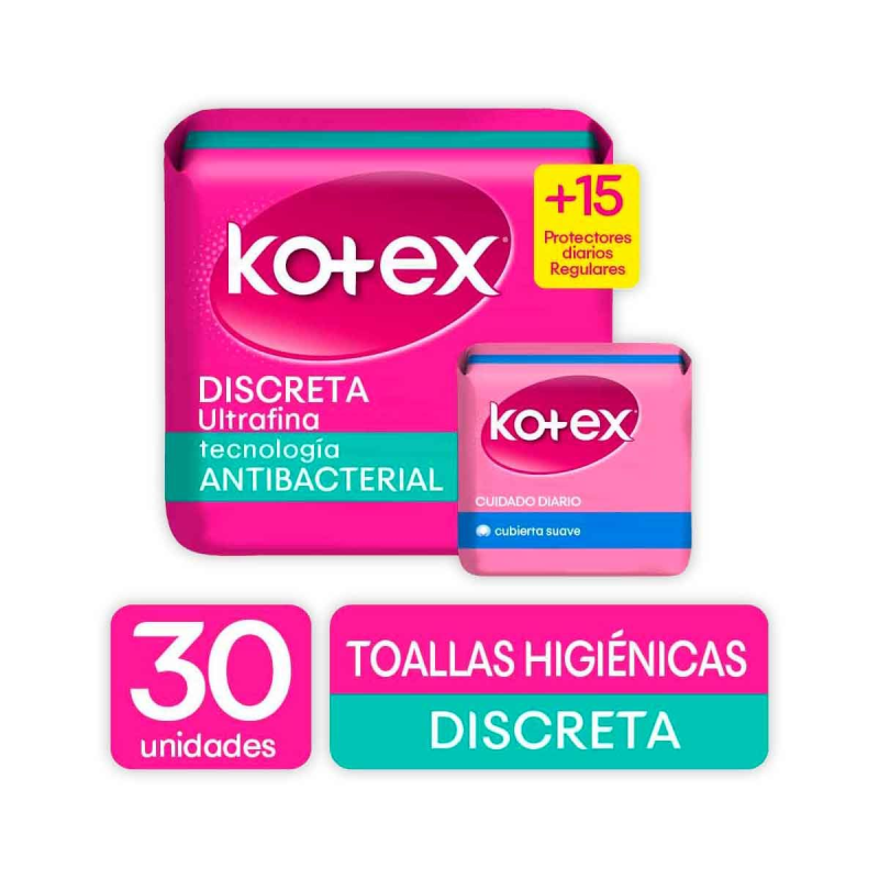 Toalla Higienica Kotex Discreta 30 Und+