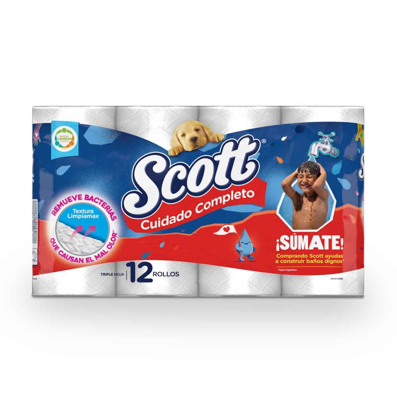 Papel Higienico Scott Cuidado Completo 12 Und