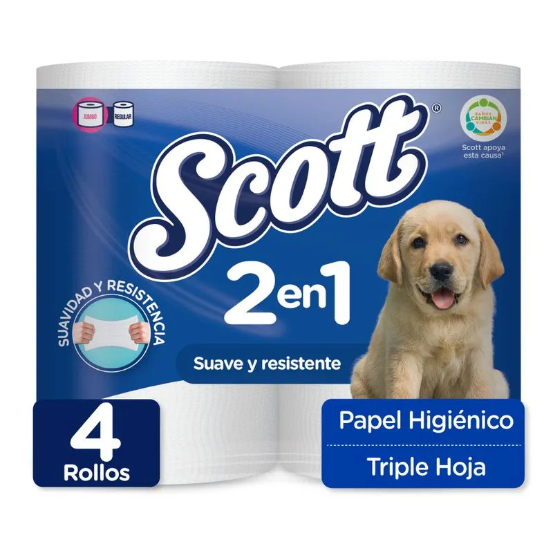 Papel Higienico Scott 2en1 Triple Hojax4