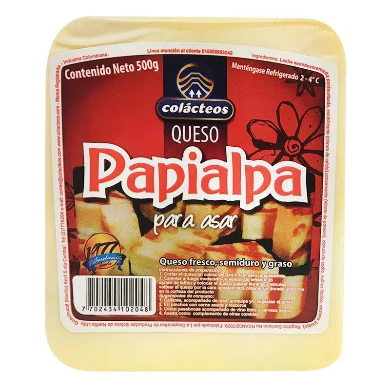 Queso Colacteos Papialpa Para Asar 500 Gr