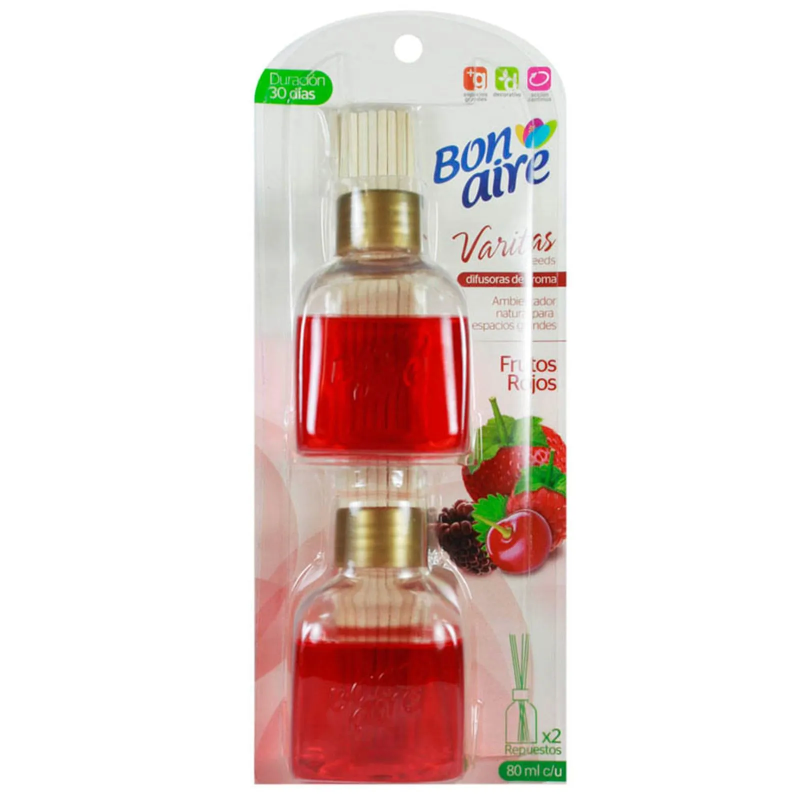 Ambientador Bonaire Varitas Frutos Rojos 2 Und 80 Ml