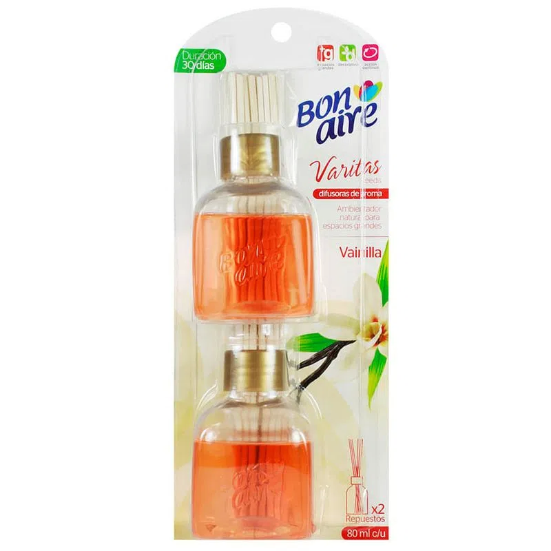 Ambientador Bonaire Varitas Vainilla 2 Und 80 Ml