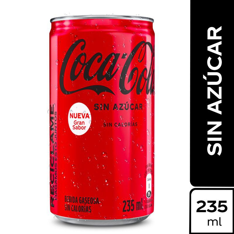 Gaseosa Coca Cola Sin Azucar Lata Lata 235 Ml