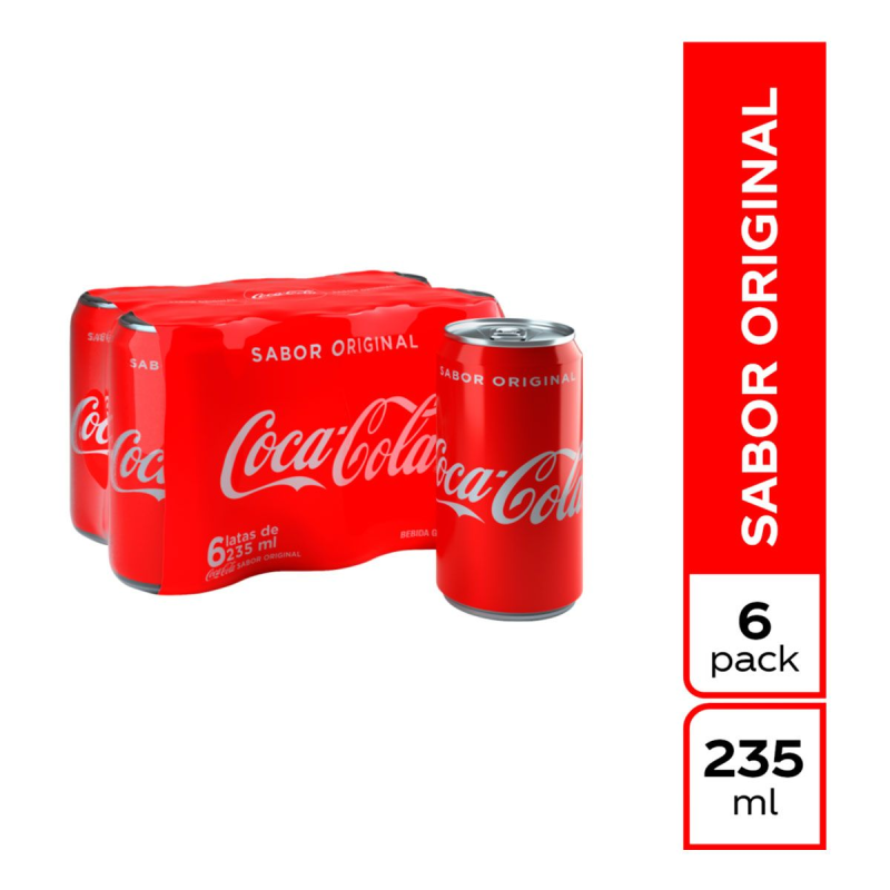 Gaseosa Coca Cola Lata 6 Und 250 Ml