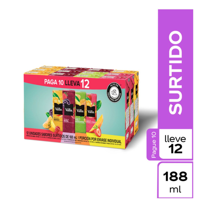 Jugo Del Valle Surtido 12 Und 12 Und 188 Ml