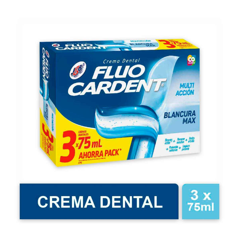 Crema Dental Fluocardent Multiaccion Max 3 Und 100 Ml