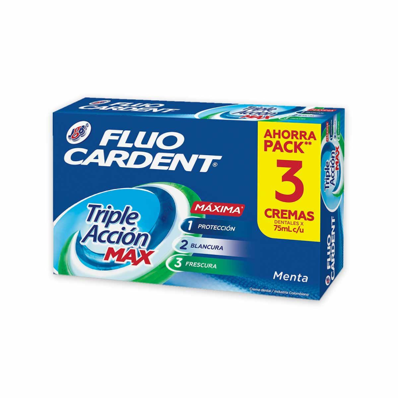 Crema Dental Fluocardent Triple Accion Max 3 Und 75 Gr