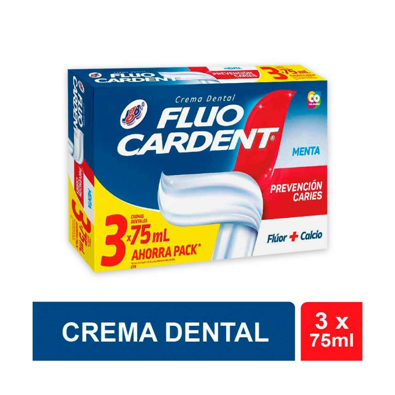 Crema Dental Fluocardent Previene Caries 3 Und 112 Ml