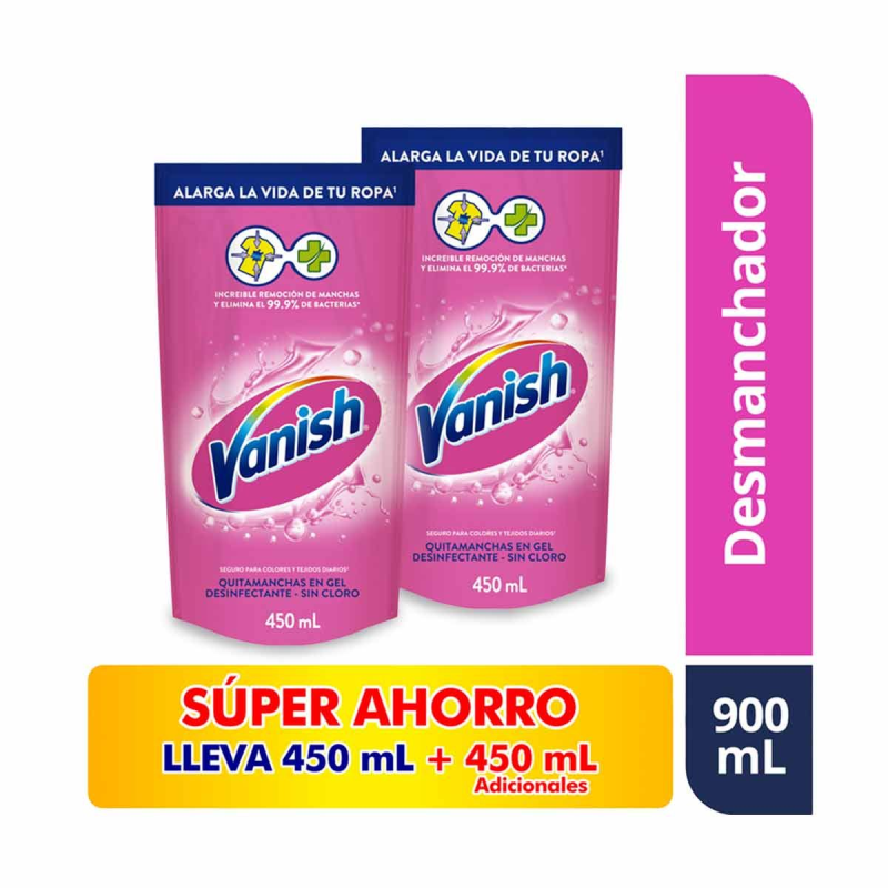Desmanchador Vanish Rosa 2 Und 450 Ml