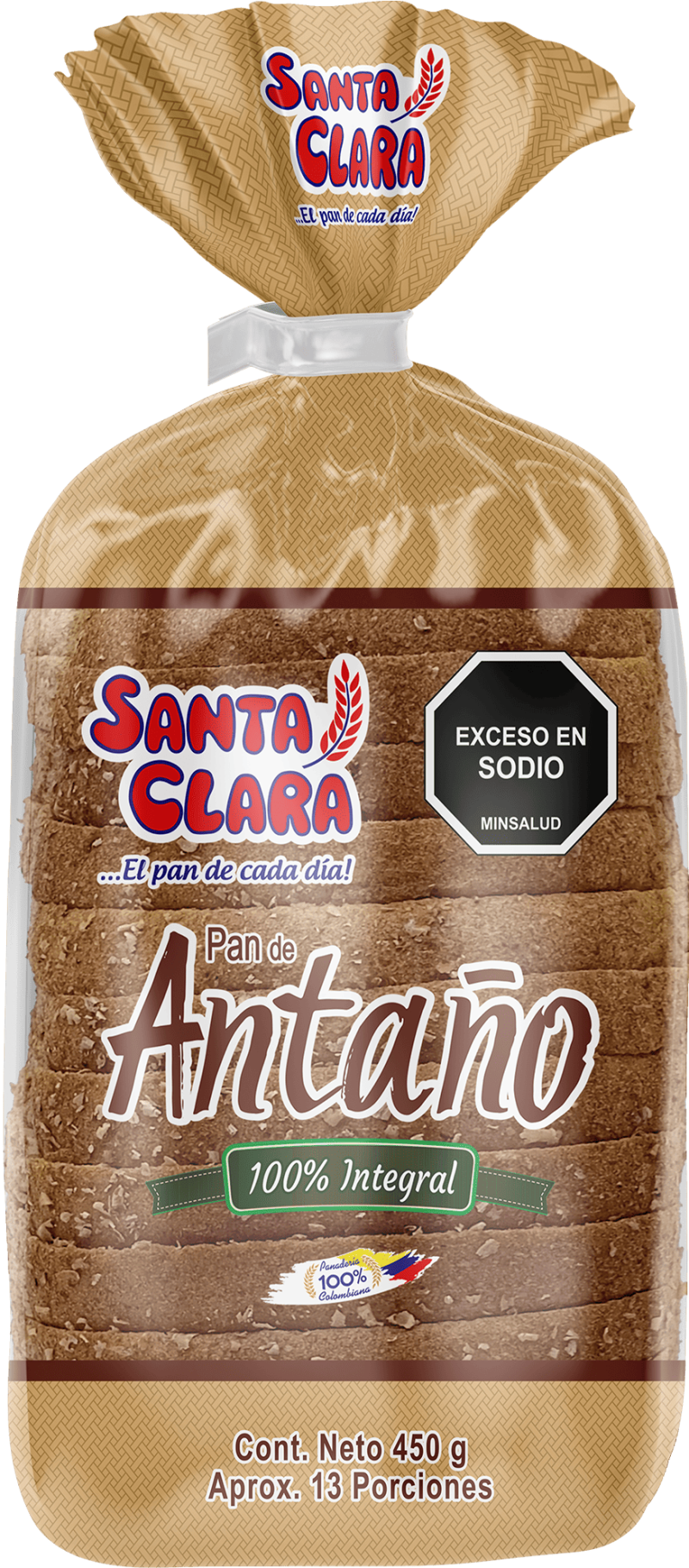 Pan Santa Clara Tajado Integral Antano 450 Gr