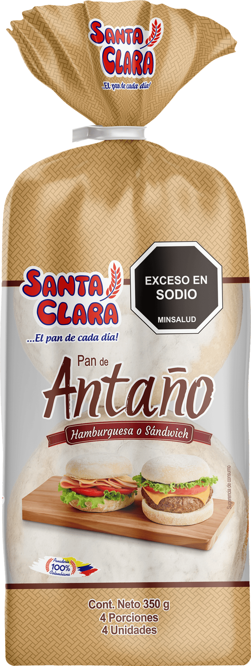 Pan Santa Clara Hamburguesa De Antano 350 Gr