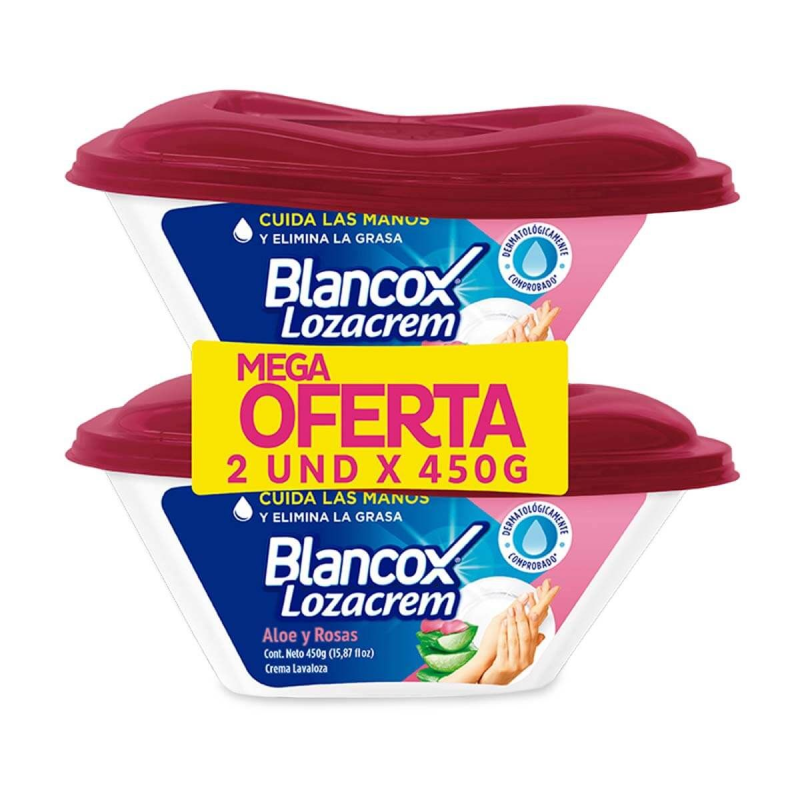 Lozacream Blancox Aloe Y Rosas 2 Und 450 Gr
