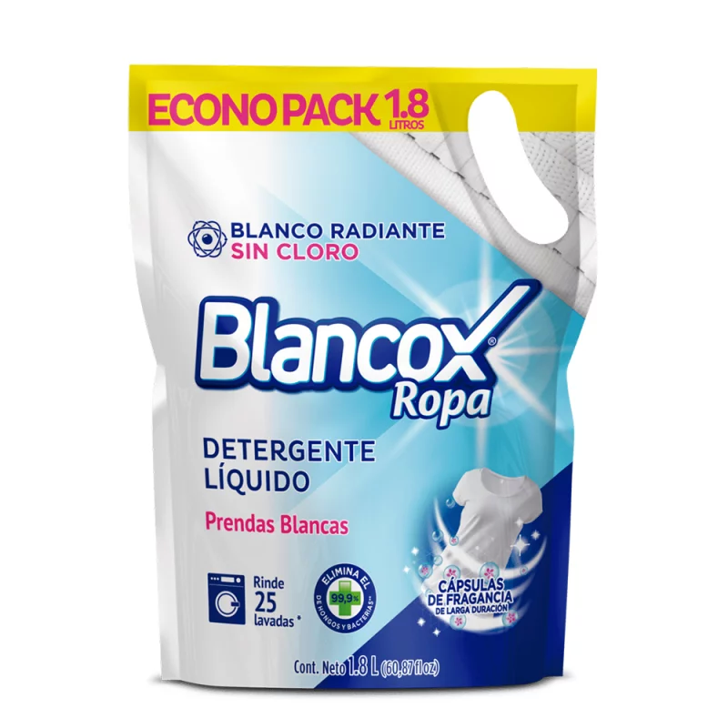 Detergente Liquido Blancox Ropa Blanca Doypack 1800 Ml