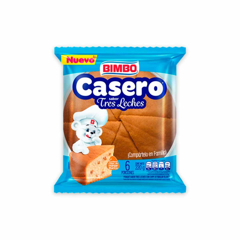 Ponque Bimbo Casero Tres Leches 220 Gr