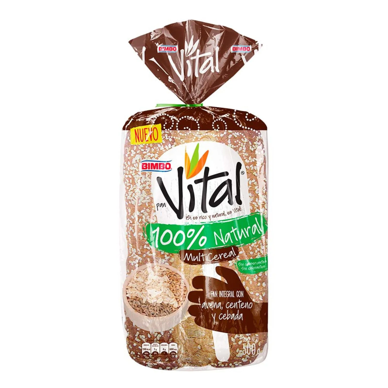 Pan Bimbo Vital Tajado Multicereal 500 Gr