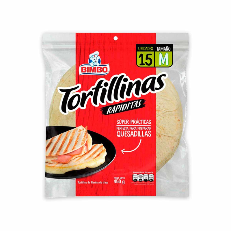 Tortillas Bimbo Blanca M 15 Und 450 Gr