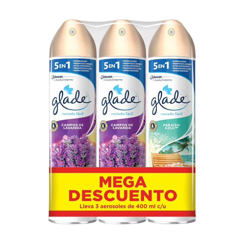 Ambientador Glade Aereosol Surtido 3 Und 400 Ml