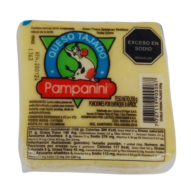 Queso Pampaninni Doble Crema Lonchera 250 Gr