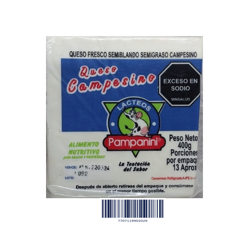 Queso Pampaninni Campesino 400 Gr