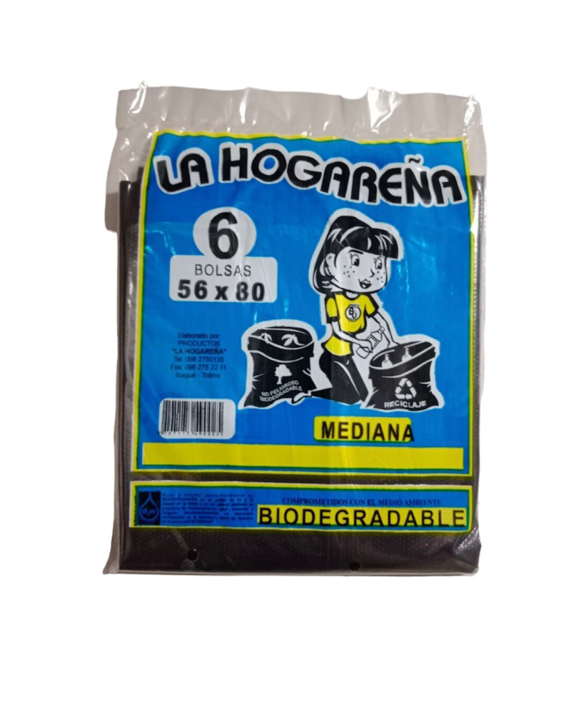 Bolsa De Basura Hogarena Mediana 56x80 Cm 6 Und
