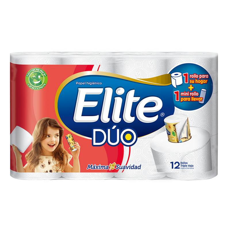 Papel Higienico Elite Duo Triple Hoja 12 Rollos