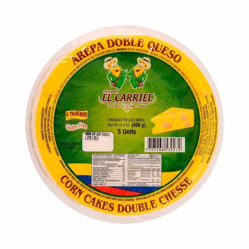 Arepa El Carriel Doble Queso