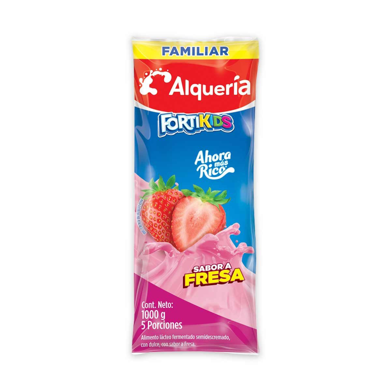 Yogurt Fortikids Fresa Bolsa 1000 Ml