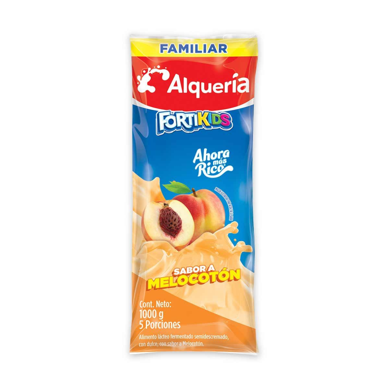 Yogurt Fortikids Melocoton Bolsa 1000 Ml