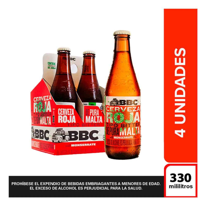 Cerveza Bbc Monserrate Rj Negra 330cc X 4 Und