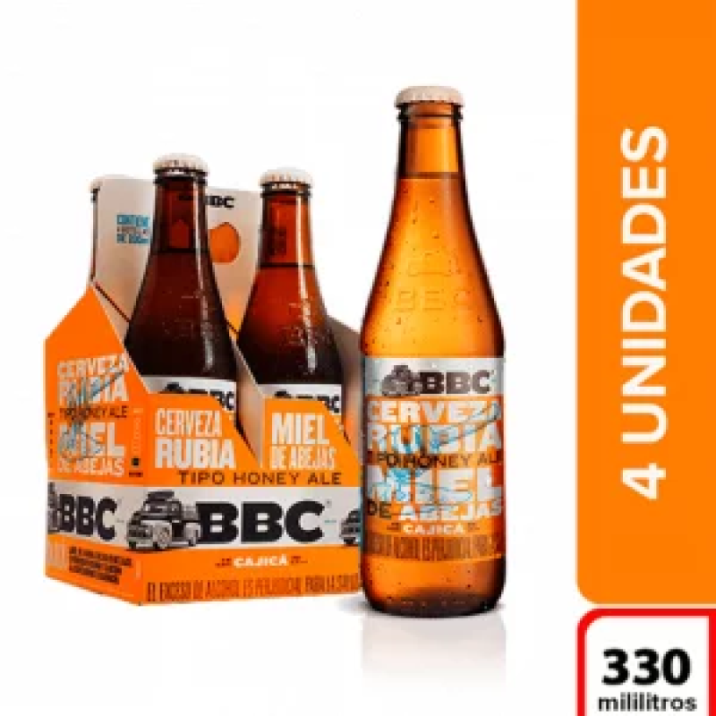 Cerveza Bbc Cajica Miel Negra 4 Und 330 Ml X 4 Und