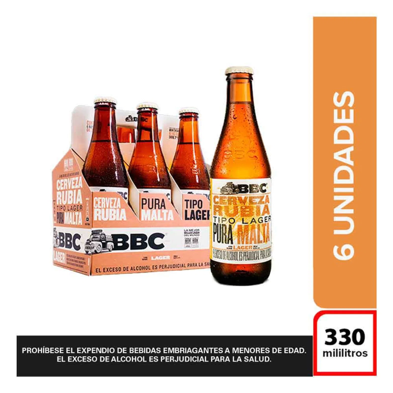 Cerveza Bbc Lager Negra Sixpack 330 Ml X 6 Und