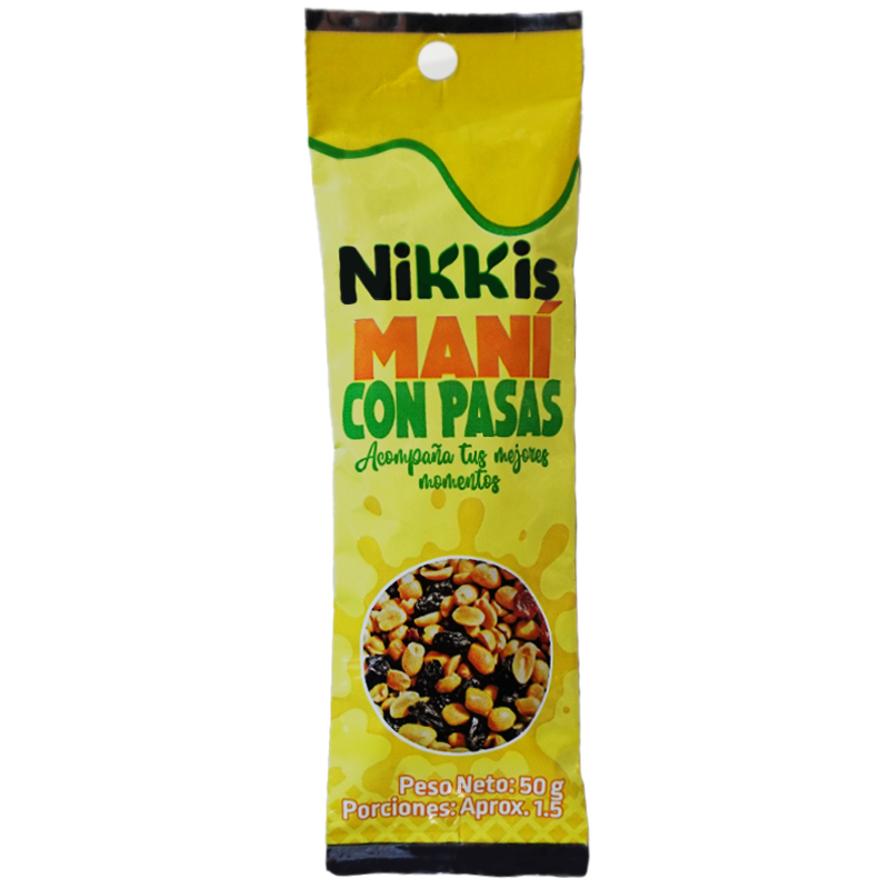 Mani Con Pasas Nikkis Sachet 50 Gramosq