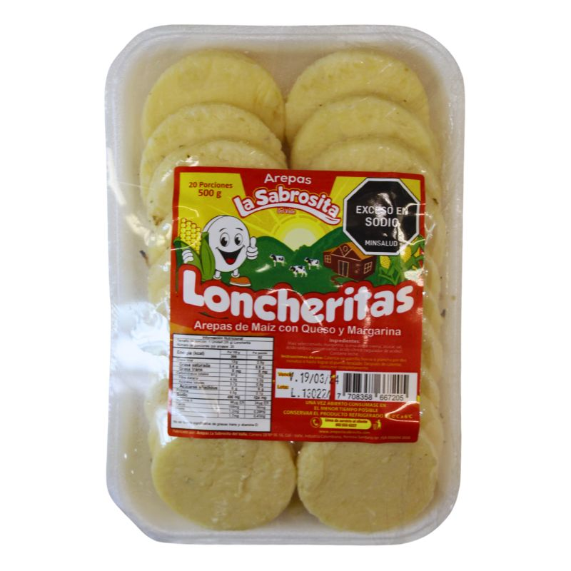 Arepa La Sabrosita Loncherita 20 Und 500 Gr