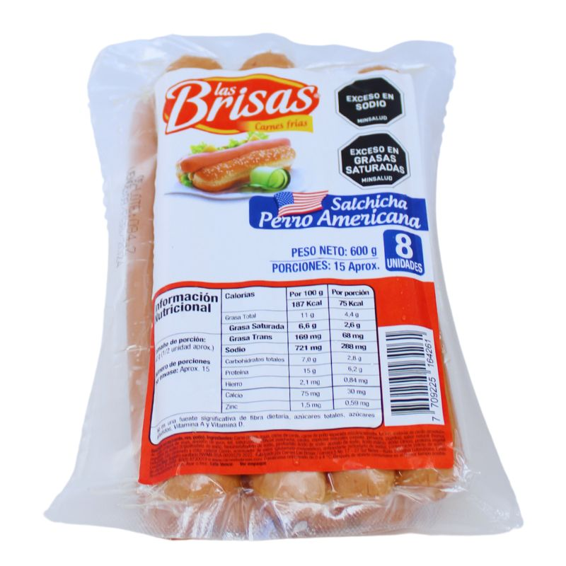Salchicha Brisas Americana 8 Und 600 Gr