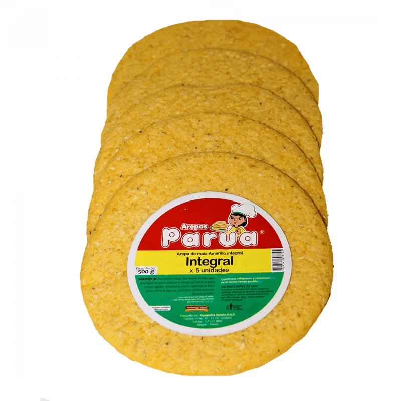 Arepa Parua Amarilla Integral 5 Und 500 Gr