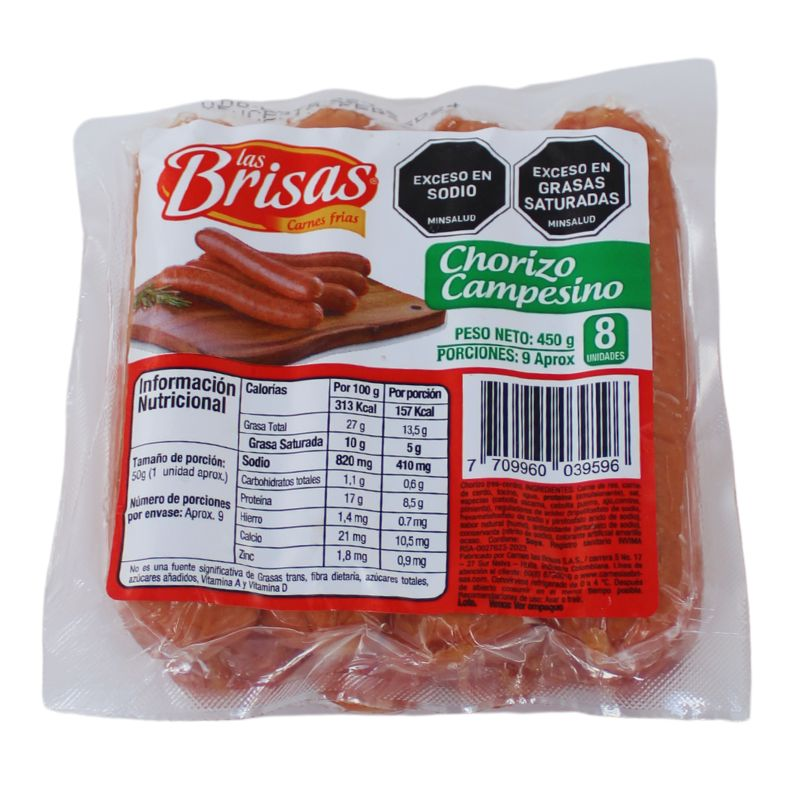 Chorizo Las Brisas Campesino 8 Und 450 Gr